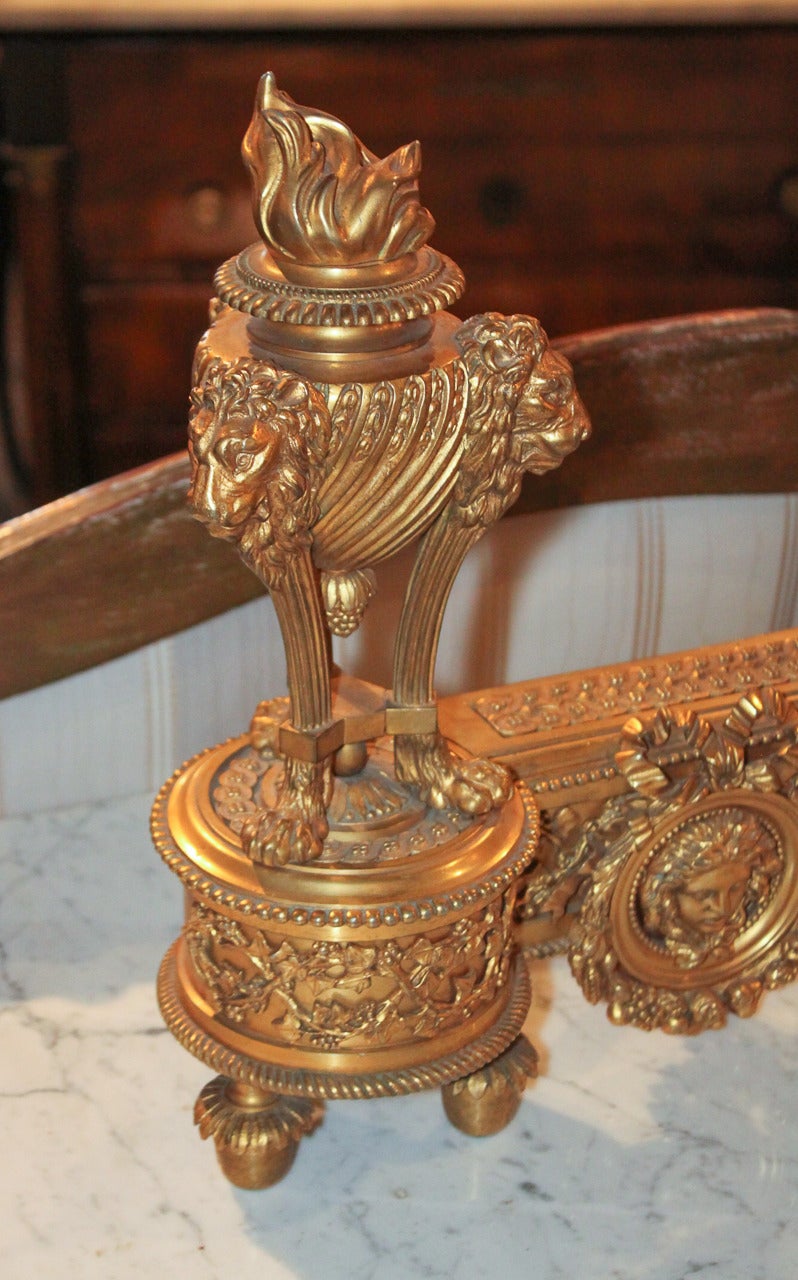Fine Pair of French Louis XVI Chenet