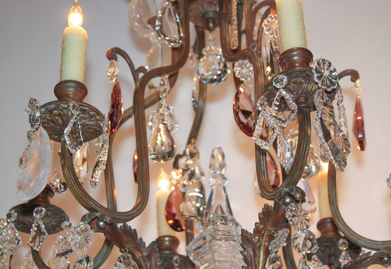 19th Century French Bronze and Rock Crystal Chandelier 2