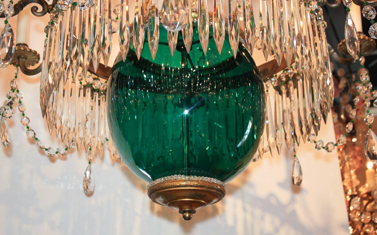 19th Century Russian Gilt Bronze and Colored Glass Chandelier In Good Condition In Dallas, TX