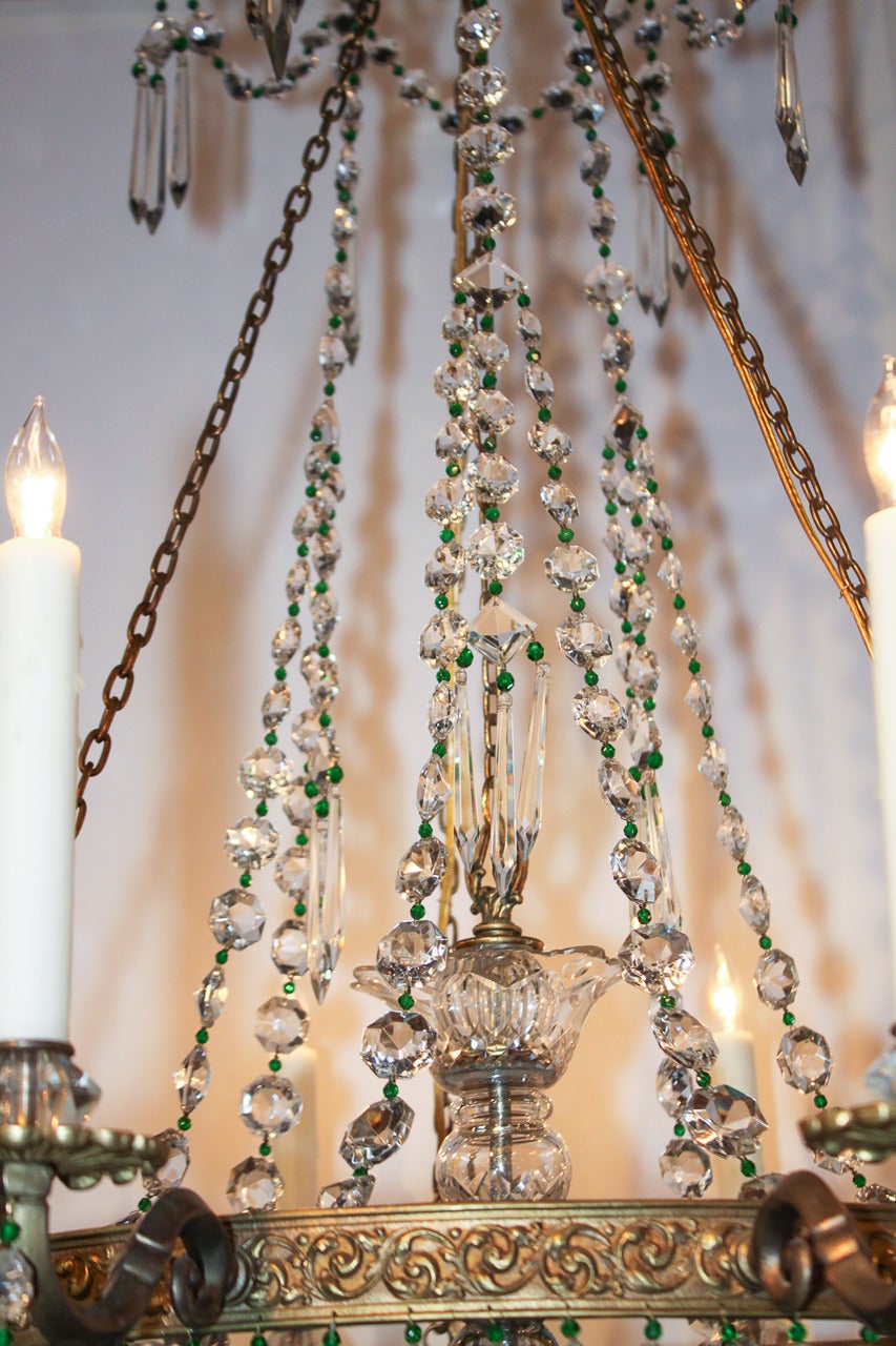 19th Century Russian Gilt Bronze and Colored Glass Chandelier 3