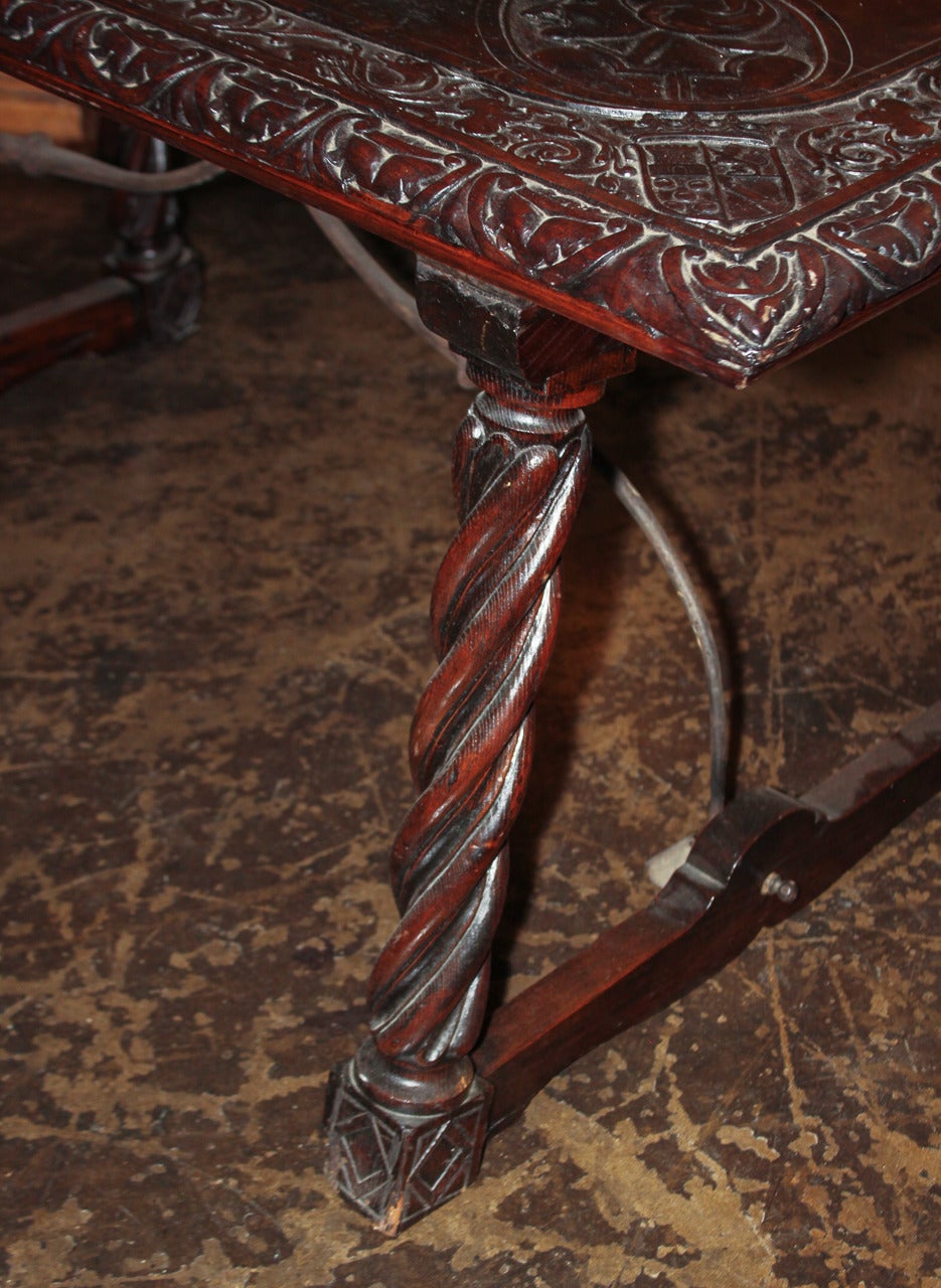 19th Century Italian Carved Trestle Table 2