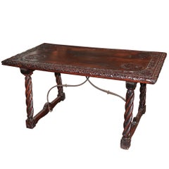 19th Century Italian Carved Trestle Table