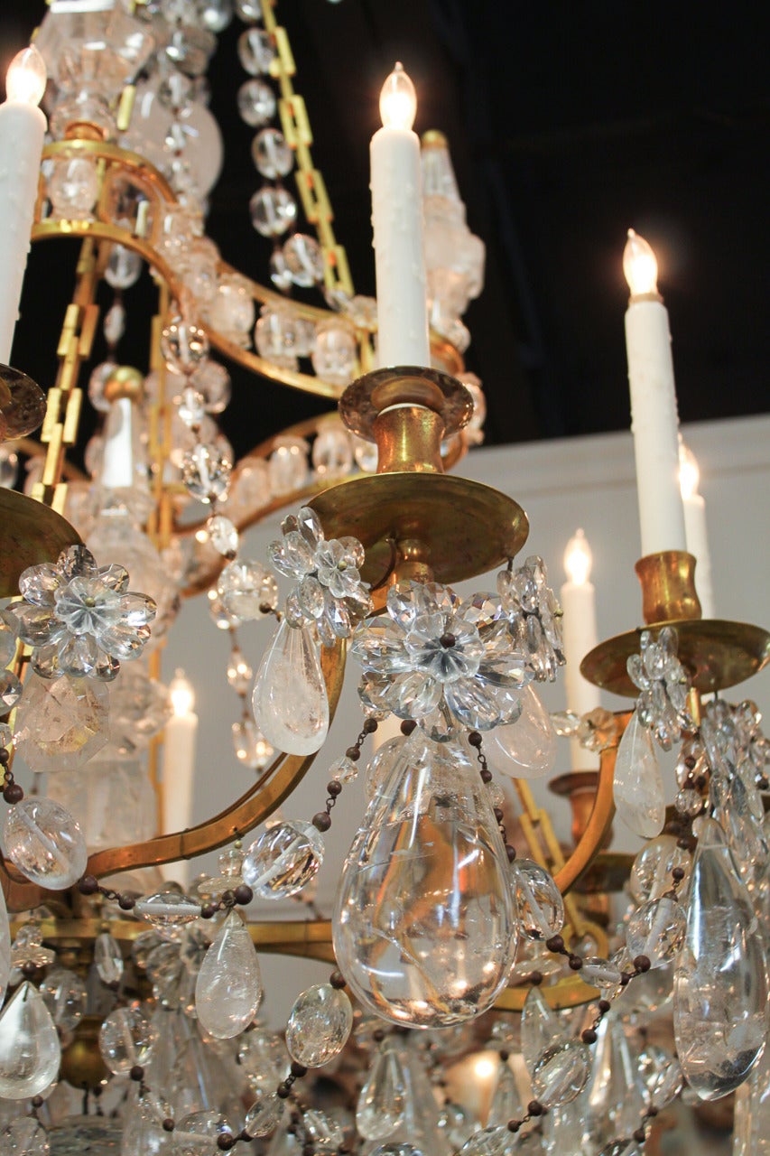 Rare Fine French Bronze and Rock Crystal Chandelier 3