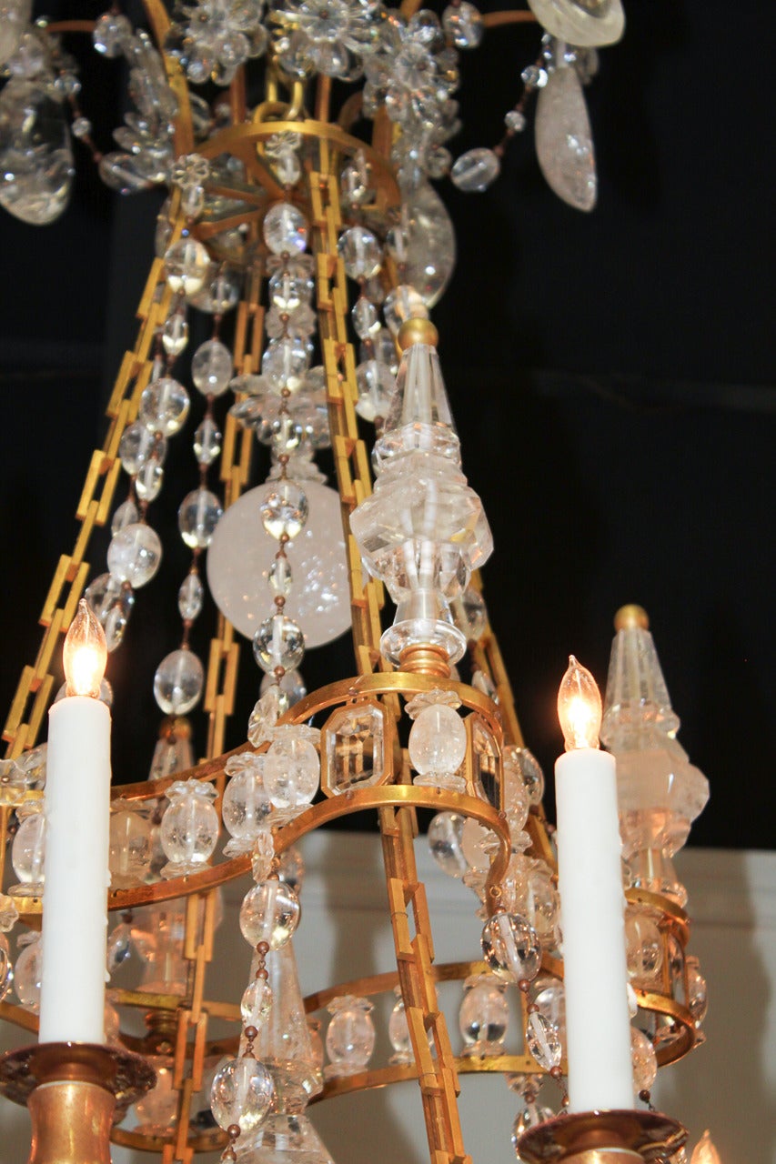 Rare Fine French Bronze and Rock Crystal Chandelier 4