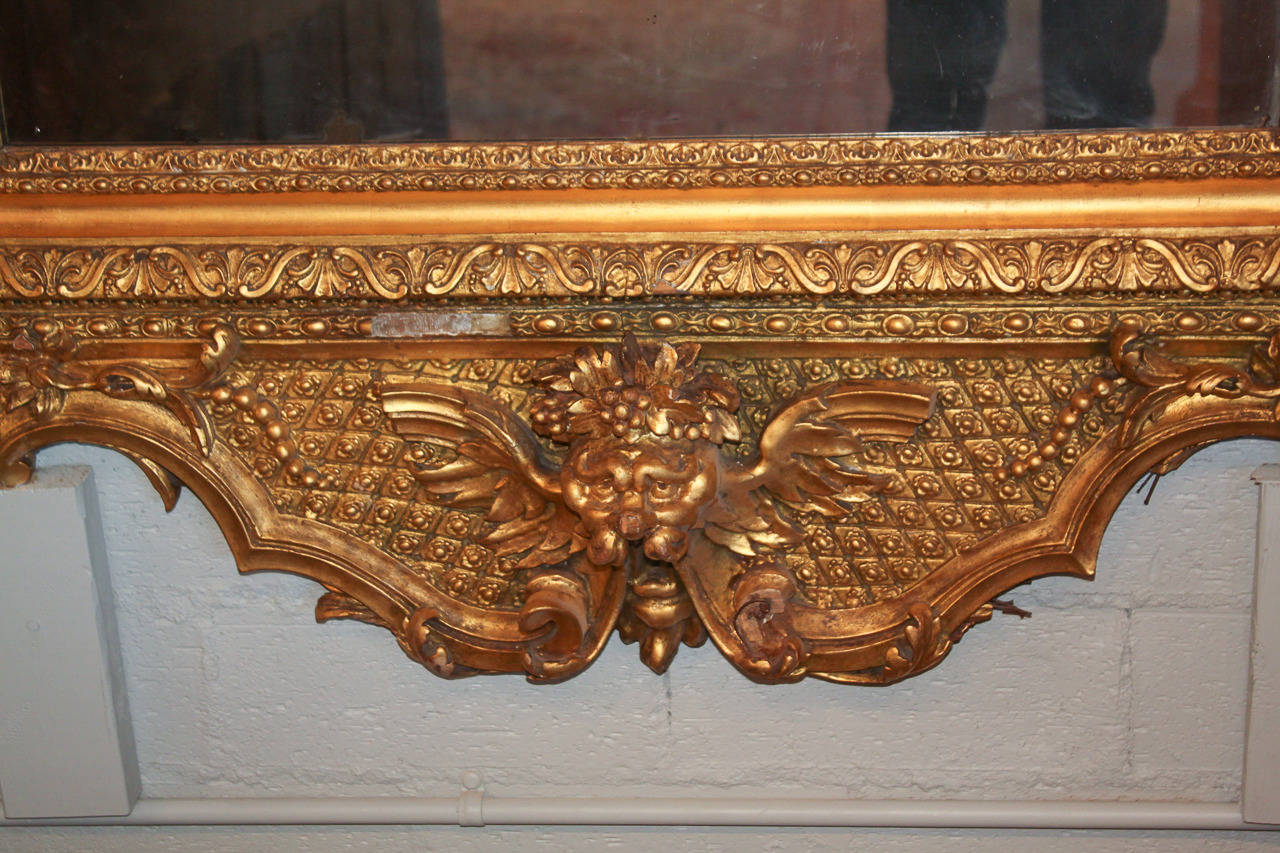 Rare 19th c. French Rococo Giltwood Cherub Mirror 5