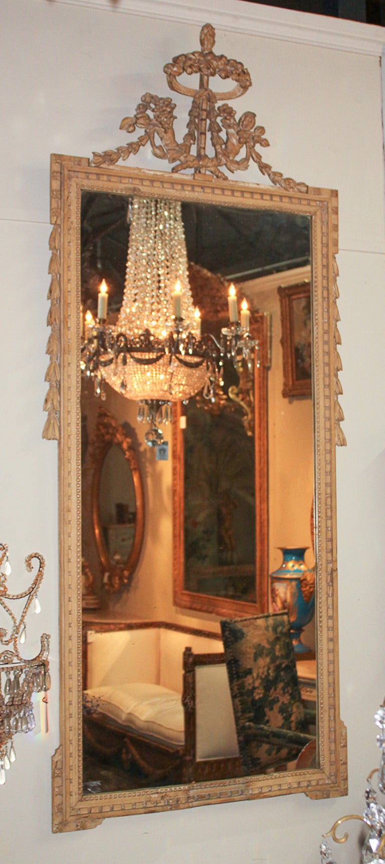 20th Century French Neoclassical Carved Wood Mirror