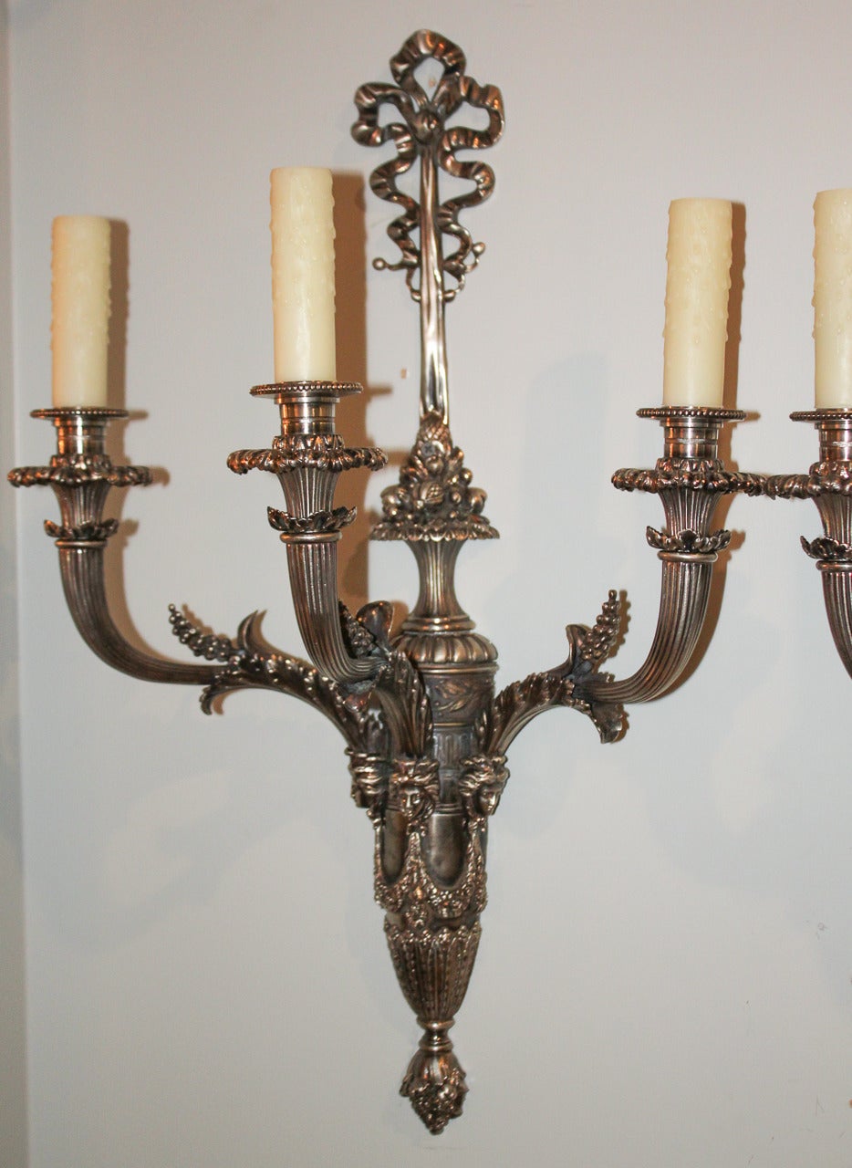 Pair of French Napoleon III Bronze Sconce For Sale 2