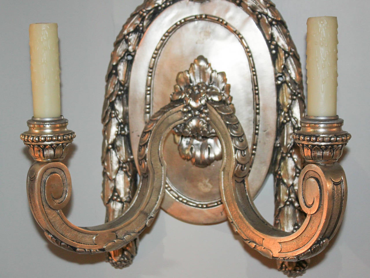 Pair of French Silvered Wall Sconce In Good Condition In Dallas, TX