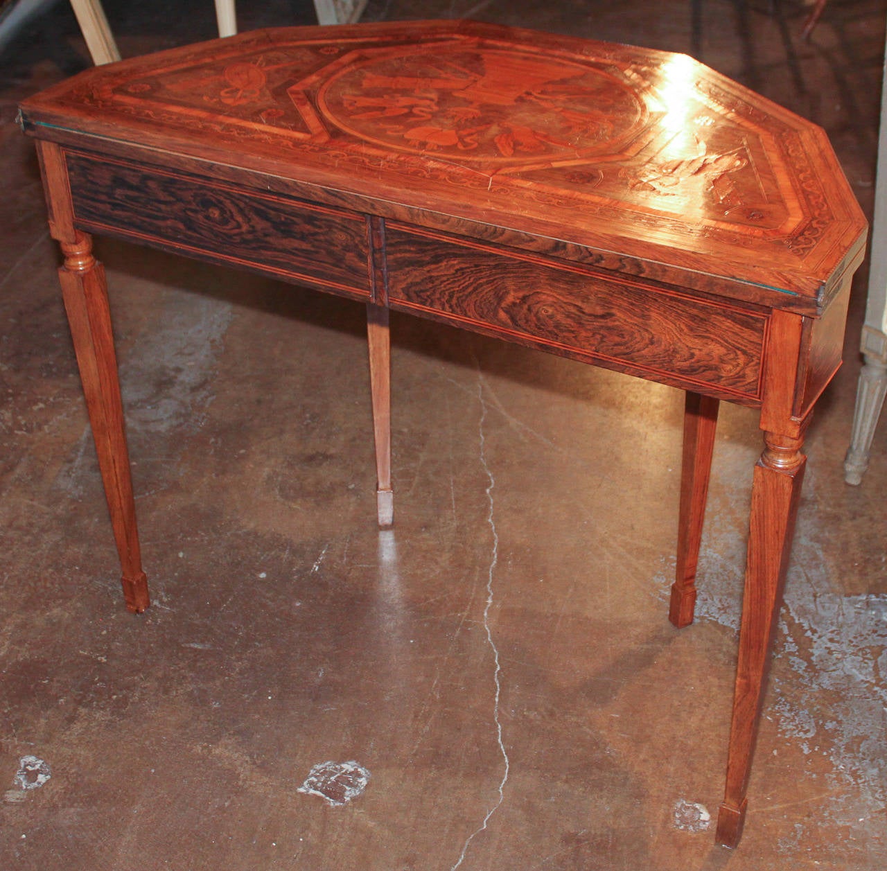 Inlay Fine 18th Century Italian Inlaid Games Table For Sale