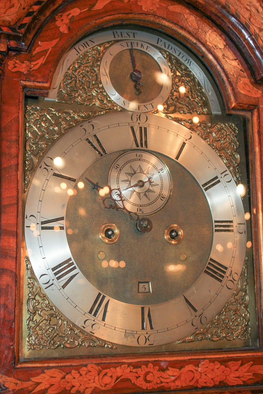 19th Century Exceptional 19th c. Dutch Marquetry Grandfather Clock