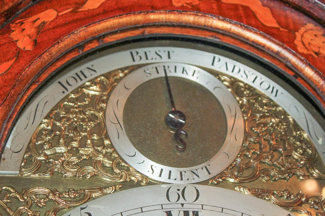Exceptional 19th c. Dutch Marquetry Grandfather Clock 1