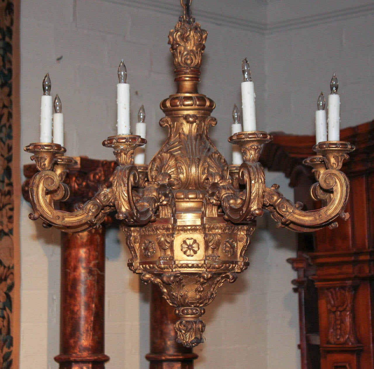 19th c. Fine French Giltwood Chandelier 2