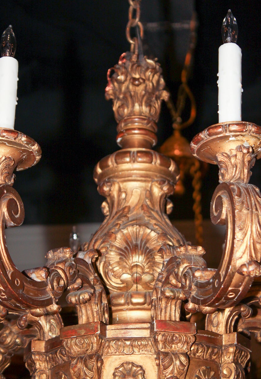 19th c. Fine French Giltwood Chandelier In Good Condition In Dallas, TX