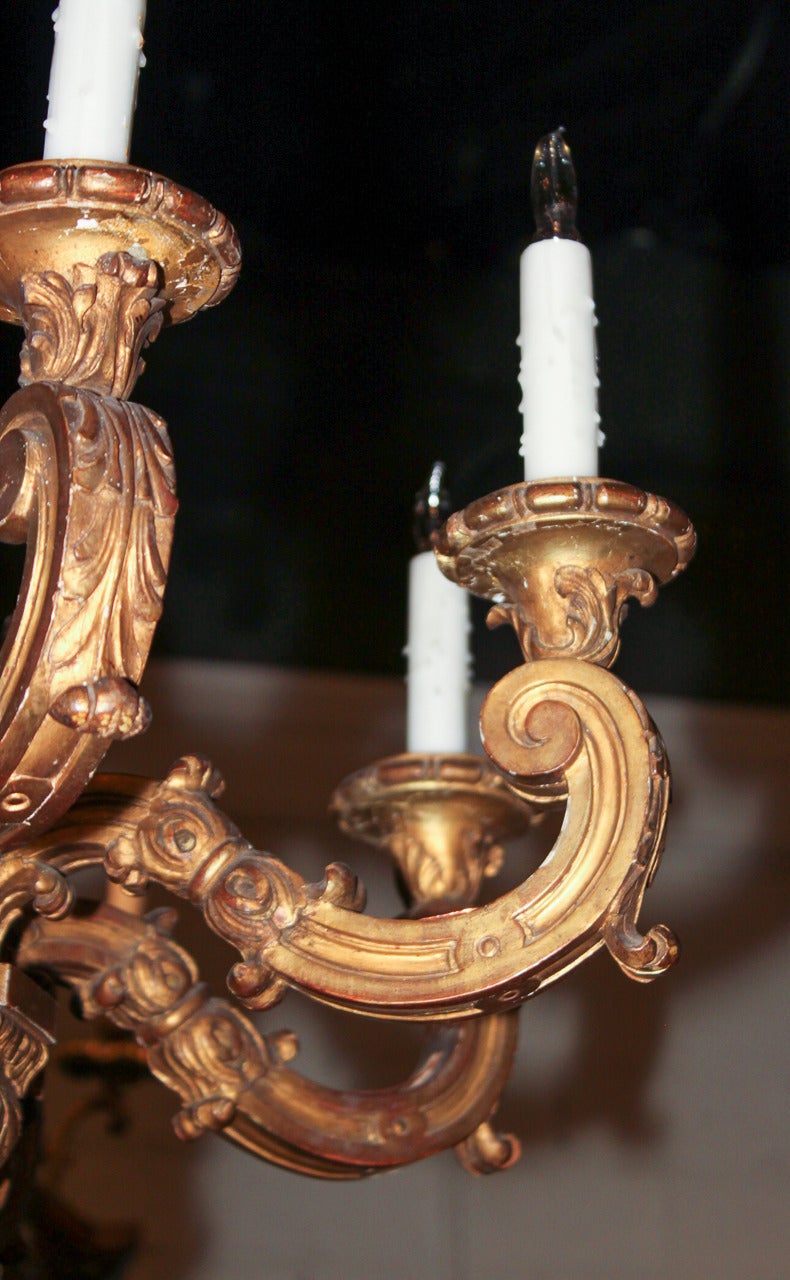 19th c. Fine French Giltwood Chandelier 1