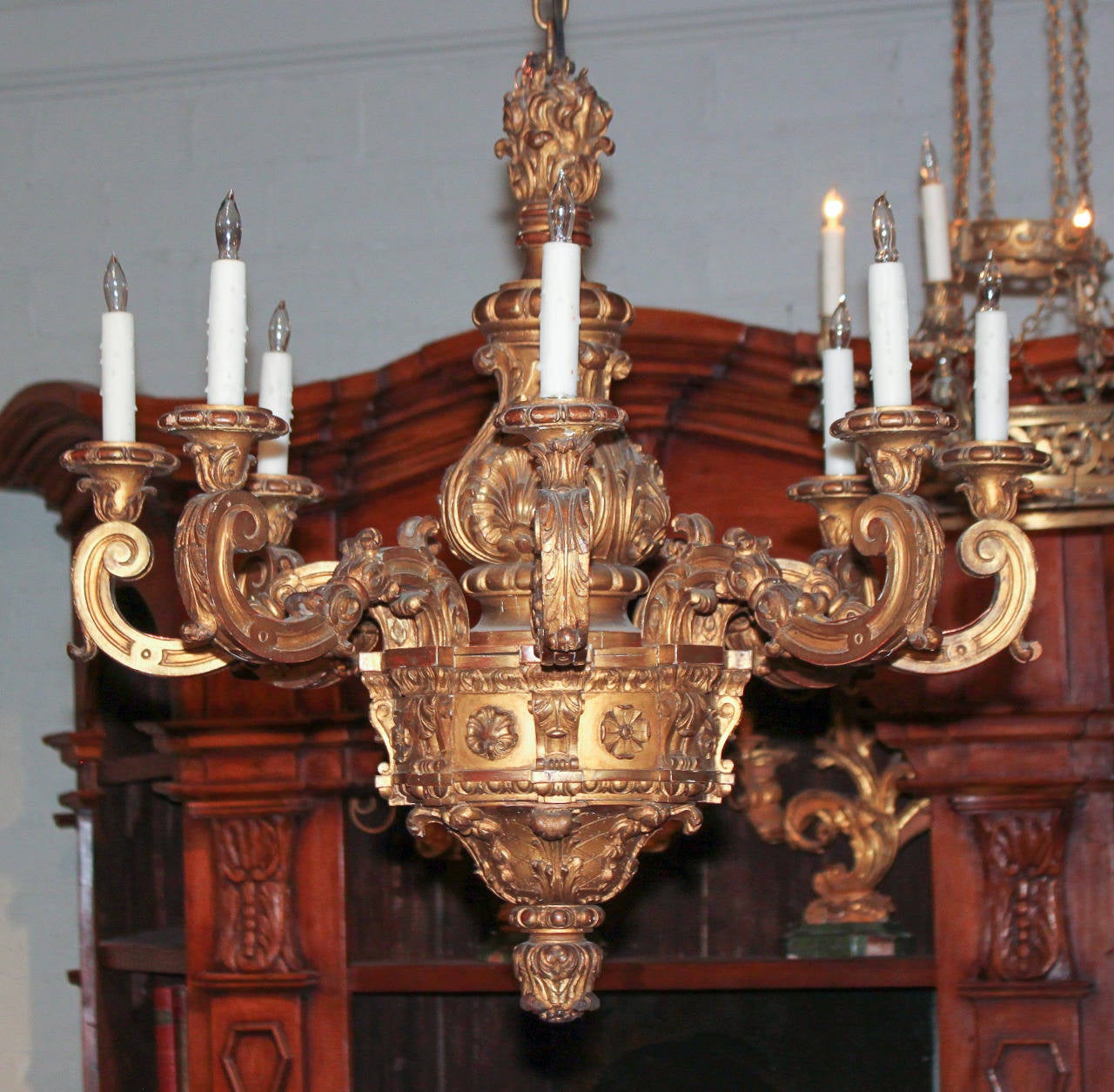 19th Century 19th c. Fine French Giltwood Chandelier