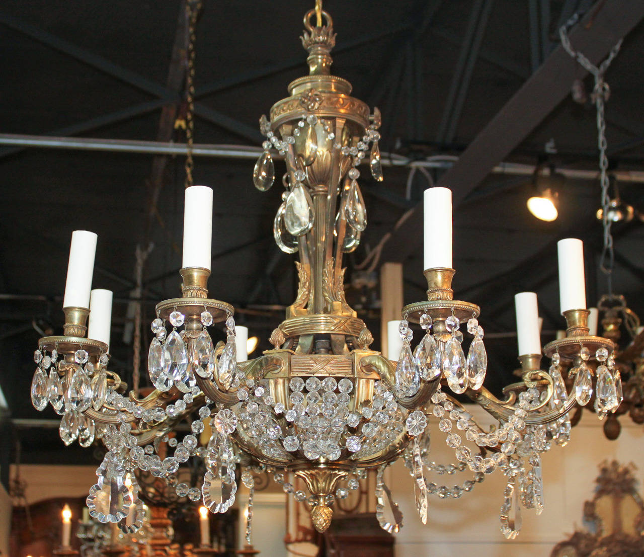 19th c. French Bronze and Crystal Chandelier 1