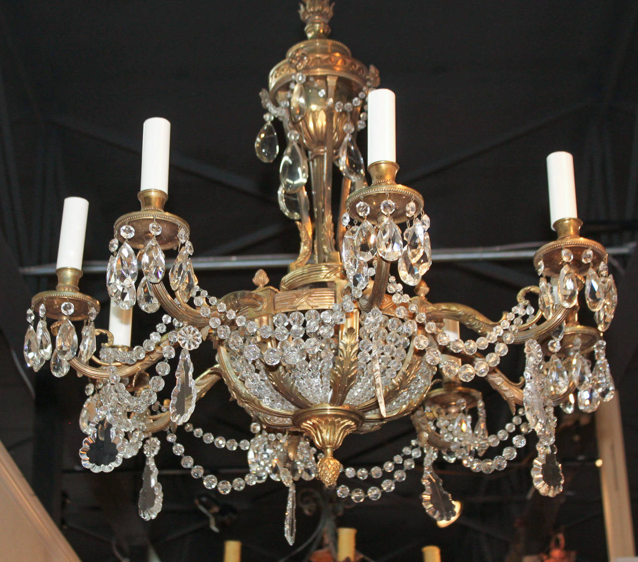 19th c. French Bronze and Crystal Chandelier In Good Condition In Dallas, TX