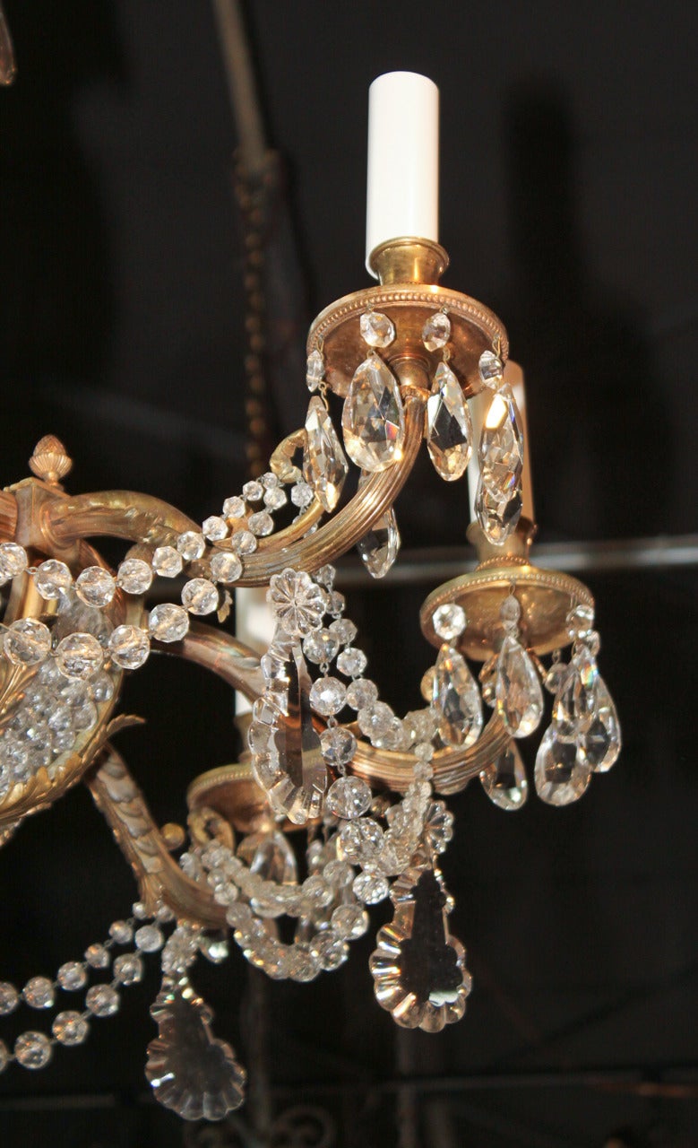 19th Century 19th c. French Bronze and Crystal Chandelier