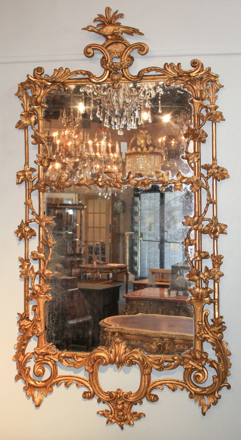 Rare Early 19th Century English Chippendale Gilt Mirror