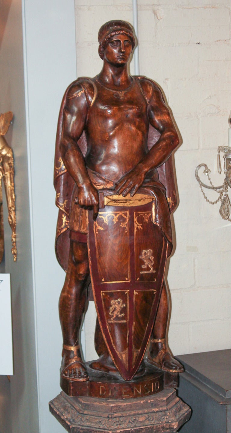 French Pair of 19th Century Carved Walnut Figures