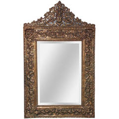 Italian Gilt Brass Repousee Mirror