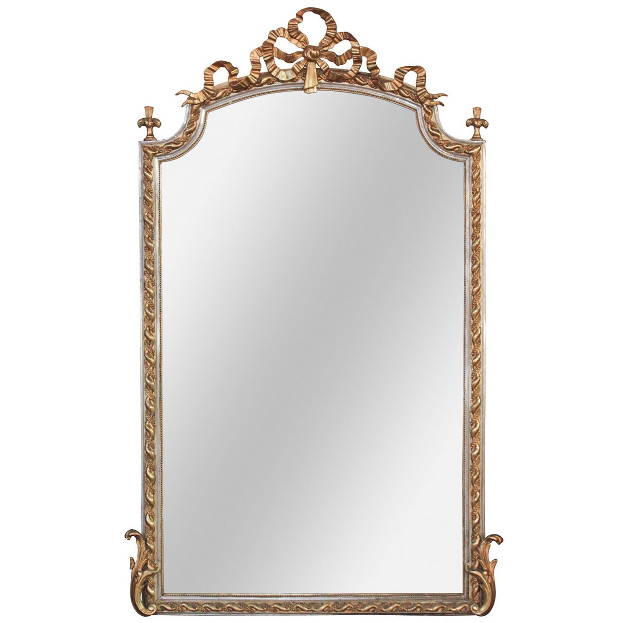 French Louis XV Silver Gilt Mirror