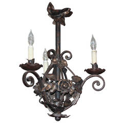 French Deco Wrought Iron Chandelier 7