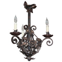 French Deco Wrought Iron Chandelier