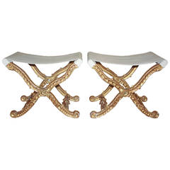 19th c. Pair of Louis XIV Giltwood Benches