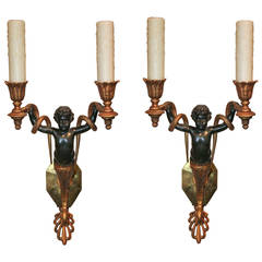 Pair of French Empire Bronze Sconces
