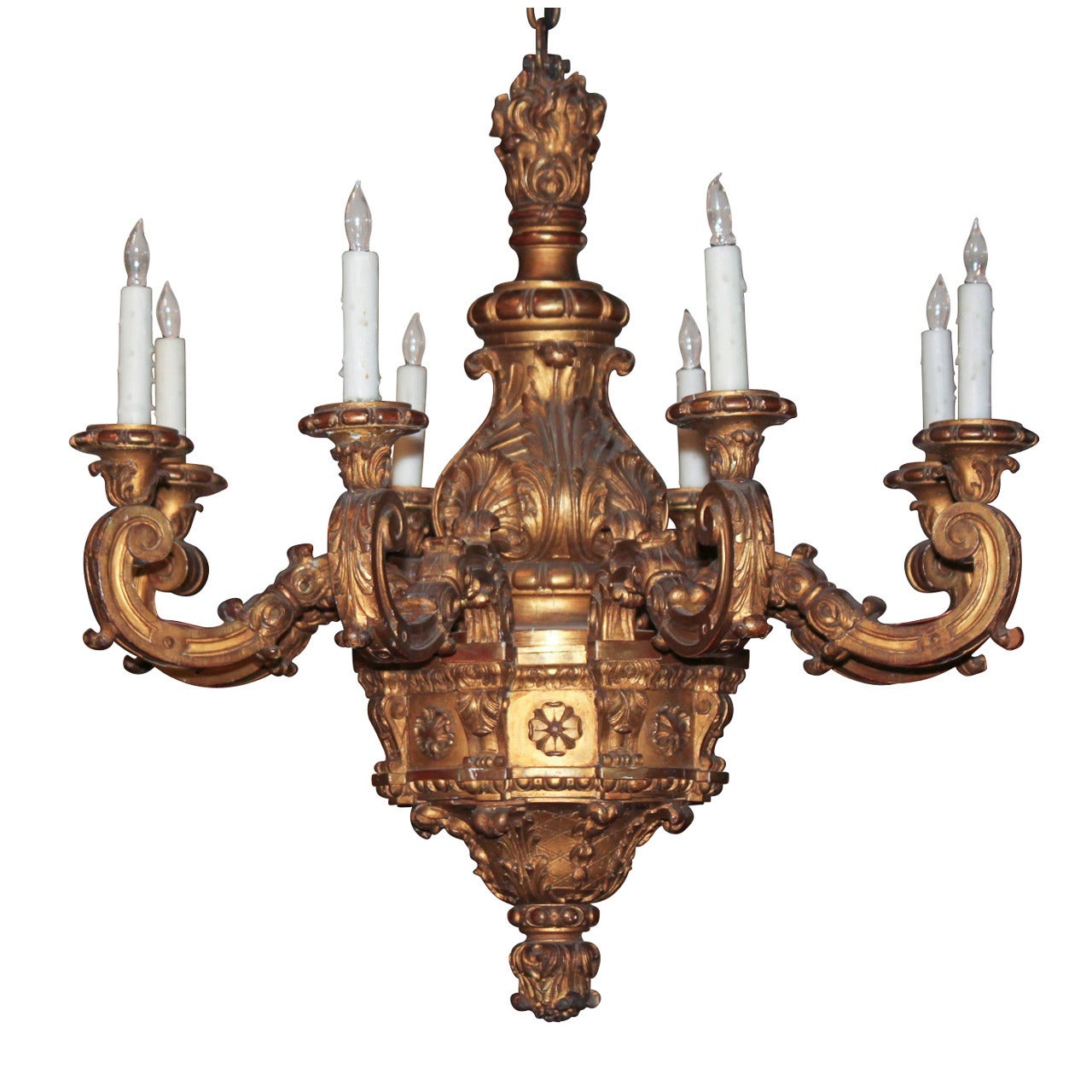 19th c. Fine French Giltwood Chandelier