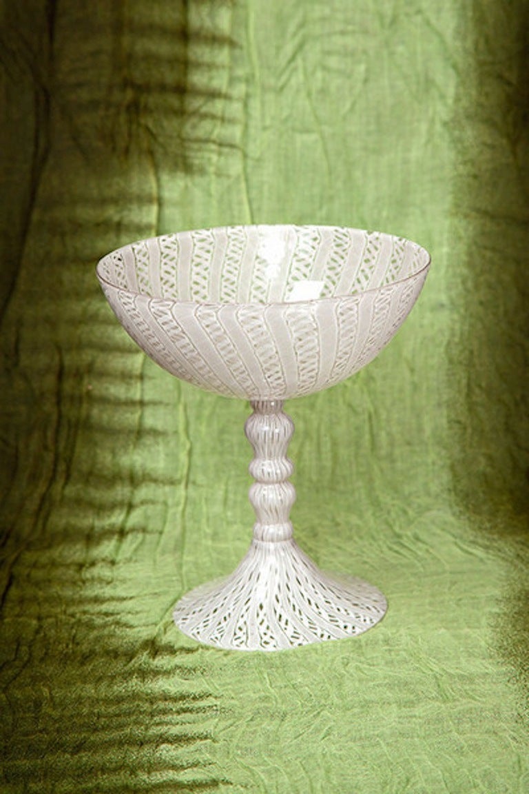 A very rare large Venetian Filigree Wine Cup or Goblet; late 16th / early 17th Century. The cup shaped bowl is supported by a hollow stem consisting of three knops with two inverted balusters in between, over a trumpet shaped foot. The piece is