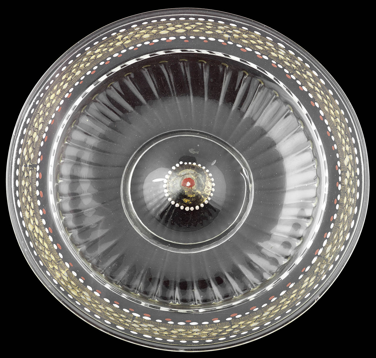 Italian Rare Venetian Low-Footed Glass Bowl For Sale
