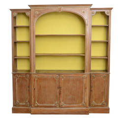 Antique Pine Display Cabinet Wall Unit, Shallow to the Wall