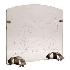 Whimsical Etched Glass Fire Screen