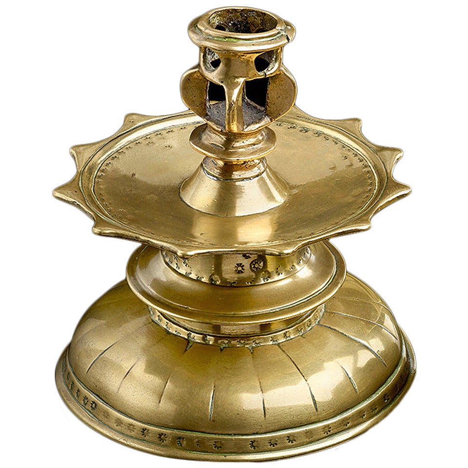Very Rare Late 16th Century Brass Candlestick, Spain, 1580 For Sale