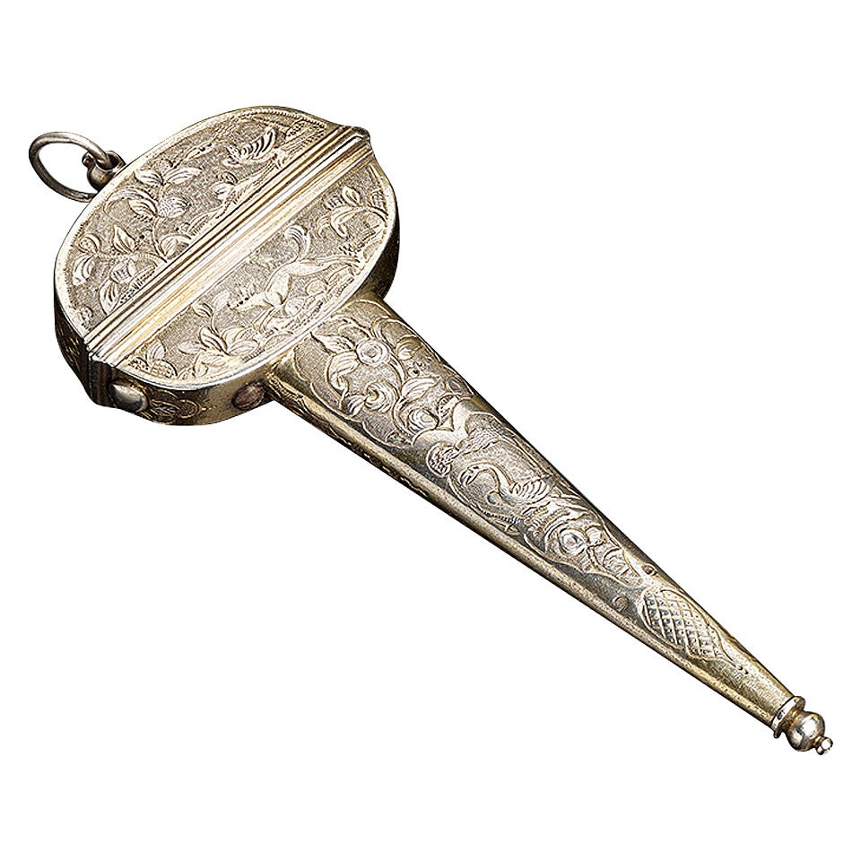 A Silver Gilt Scissor Case For Sale