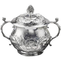 Early Charles II Silver Caudle Cup with Cover