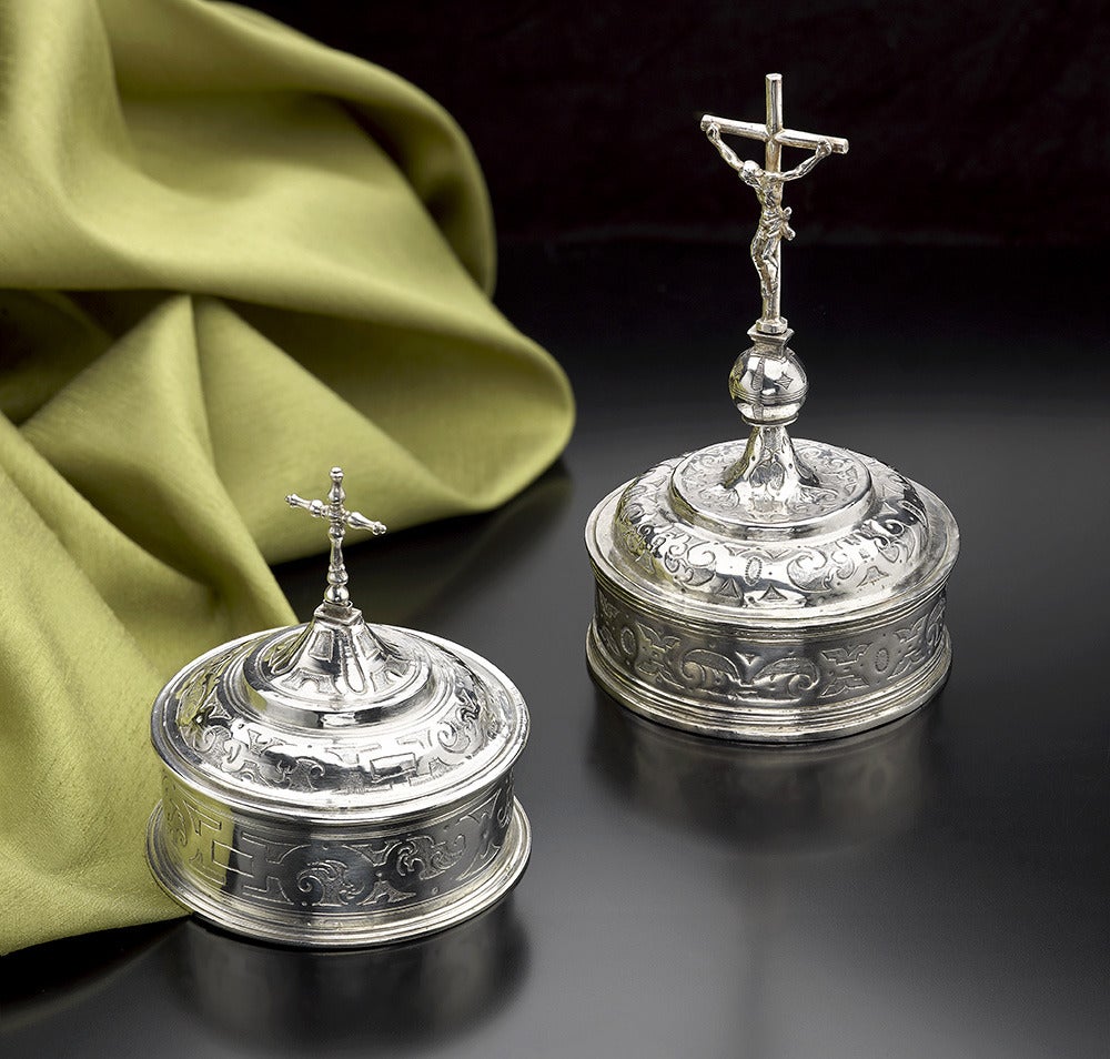 Two Portuguese Silver Pyx