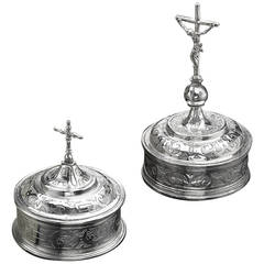 Antique Two Portuguese Silver Pyx