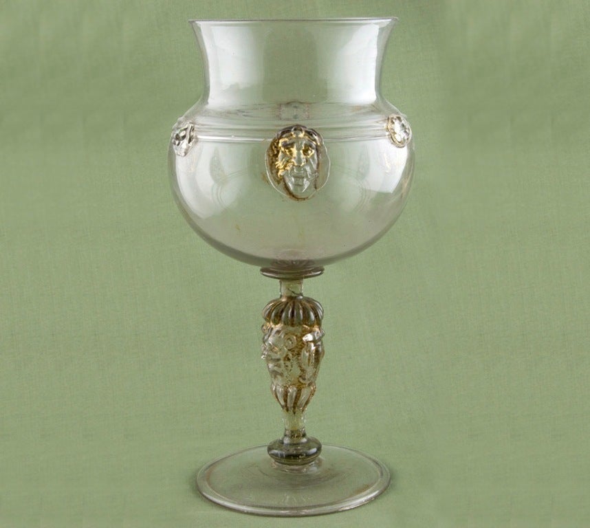 Gilt Facon de Venise goblet with a thistle shaped bowl, Antwerp or Liege c. 1580-1590 ex Christopher Crabtree collection