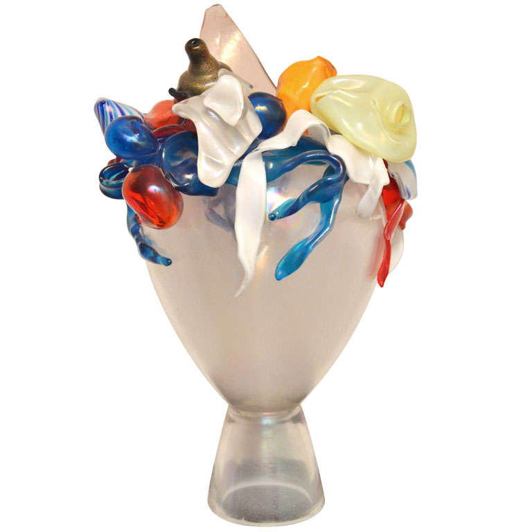 Mario Bellini "Sogni Infranti" Multicoloured Murano Glass Vase for Venini, 1992 For Sale