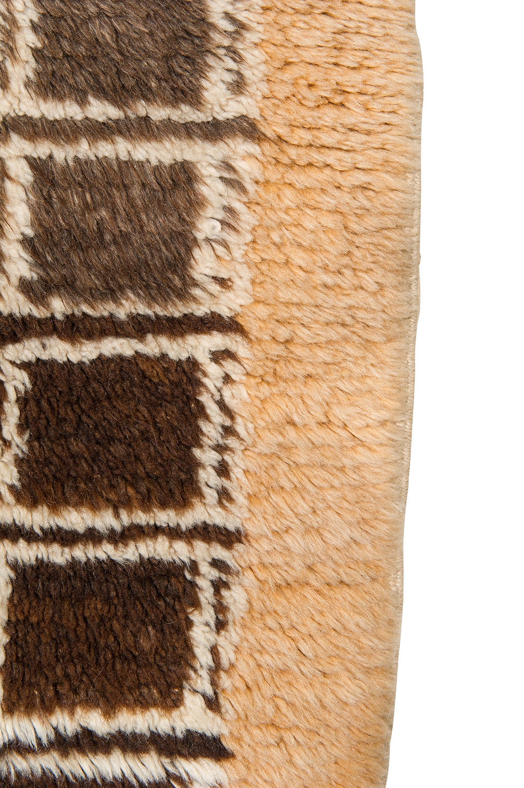 Hand-Knotted Minimalist Tribal Chestnut Brown Wool Tulu Turkish Rug, 1940s