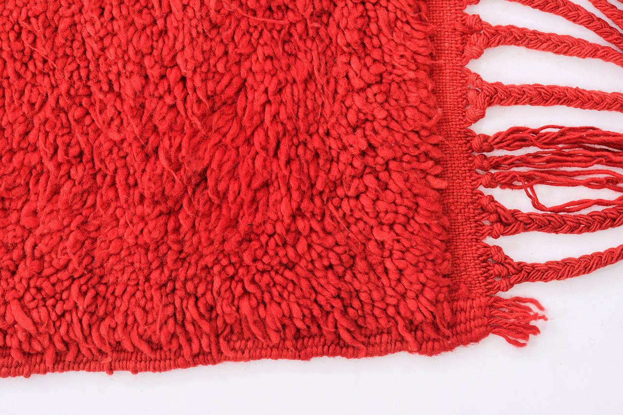 Hand-Knotted Large Minimalist  Moroccan Red Carpet For Sale