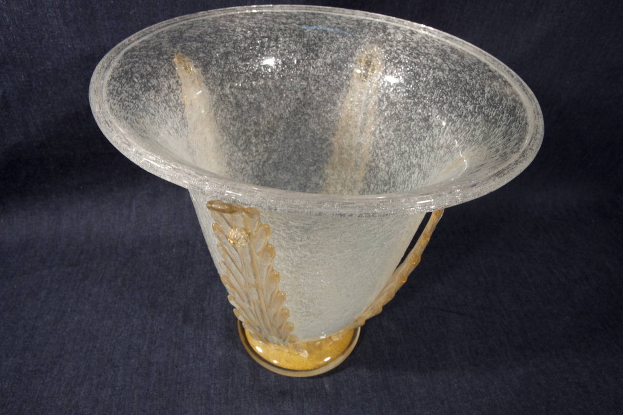 Italian Seguso Midcentury Gold and Crystal Murano Glass Vase, 1970