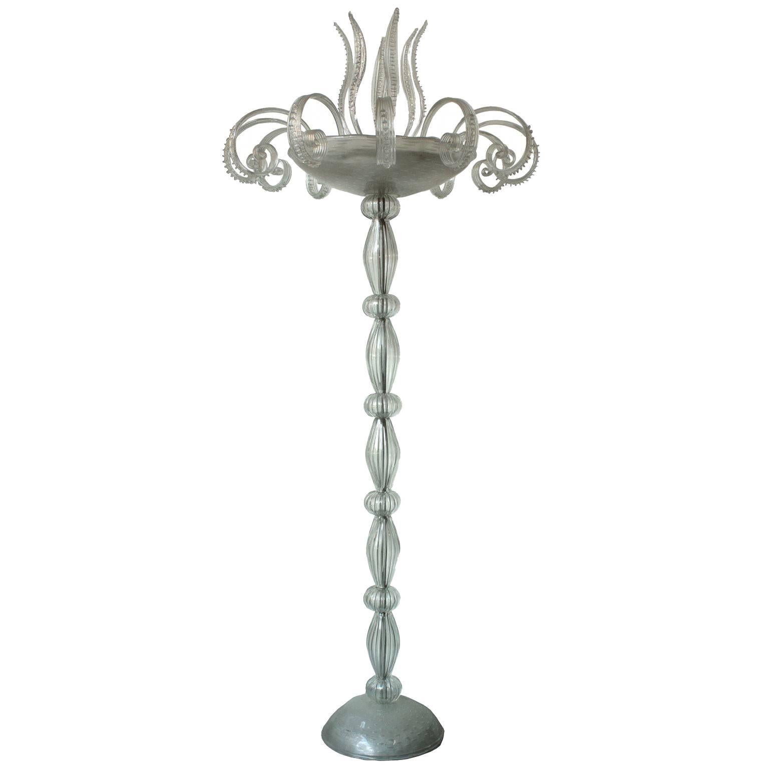 Barovier e Toso Midcentury Blown Murano Glass Italian Floor Lamp, 1940s For Sale