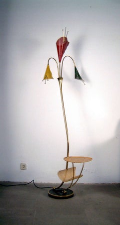 Kobis and Lorence Midcentury Glass and Metal Flowers Floor Lamp, 1950s