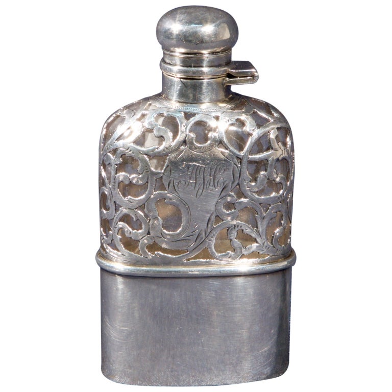 Sterling Silver and Glass Whiskey Pocket Flask, 1920s For Sale at 1stDibs |  1920s flask, glass pocket flask