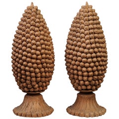 Sardinian  Handmade Terracotta Pinecone Finials:  Italian Sculptures