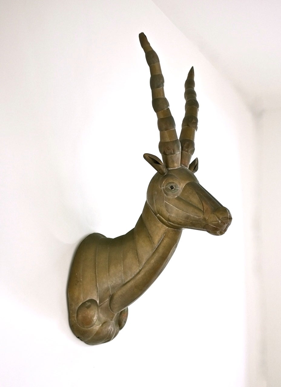 Hammered Large Sergio Bustamante Stag Wall Sculpture